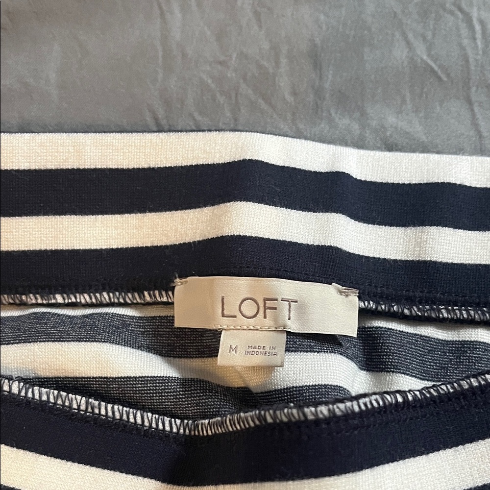 LOFT Black and Cream Striped skirt